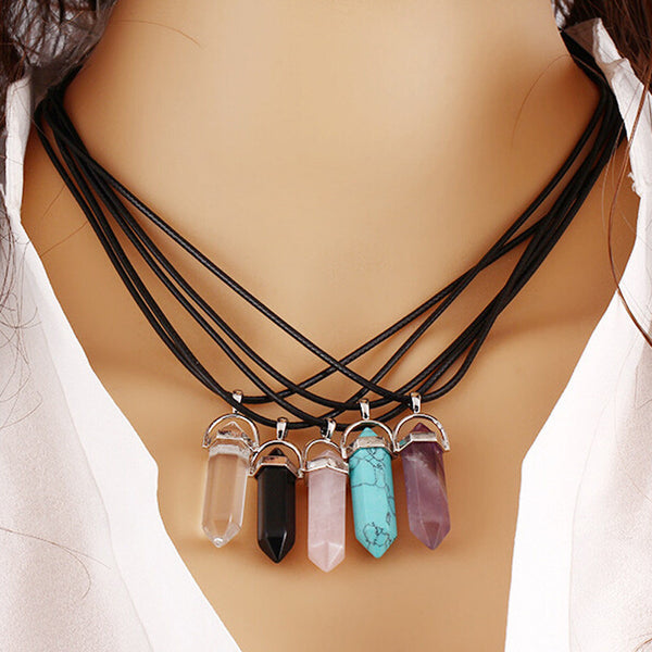 Natural Healing Stone And Crystal Pendant Necklace